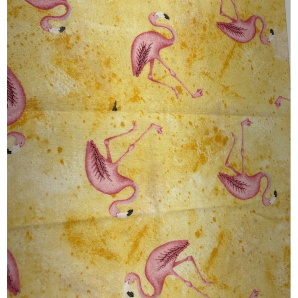 Debbie Mumm Jo-Ann Pink Flamingos Fabric 16"x42" Cotton Yellow Speckled Fun Prin